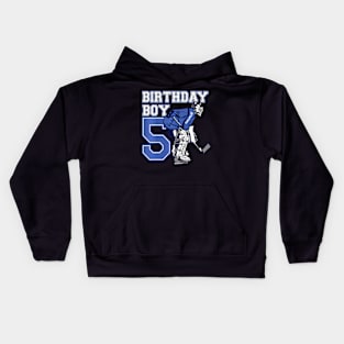 Kids 5 Year Old Ice Hockey Goalie Themed Birthday 5Th Boy Kids Hoodie